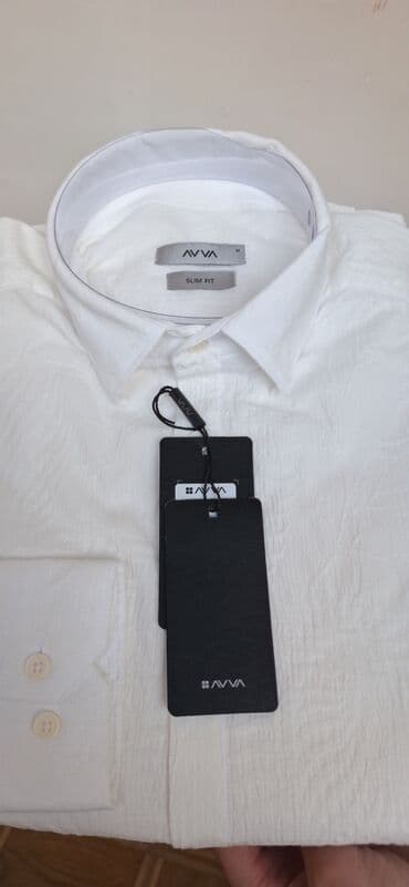 розовые мужские кофты: Мужская рубашка, Avva, M, цвет - Белый — 1