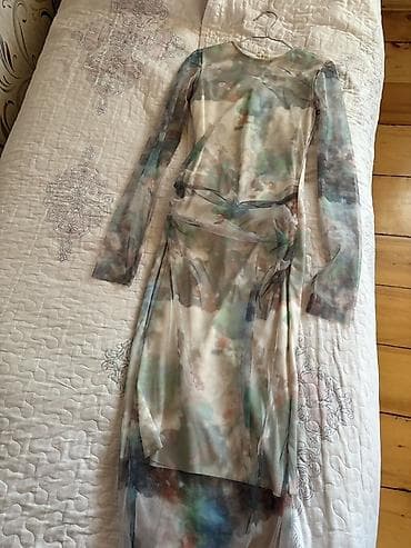 Qadın geyimləri: Mesh fakturalı, bodycon siluetli uzun don. - Dizayn: Aquarel effekti — 2