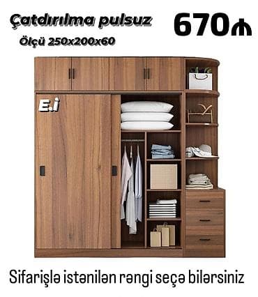 Dolablar: Geniş həcmli sürgülü qapılı dolab - Ölçü: 250 x 200 x 60 sm - — 1