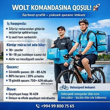 iw elanlari 2022 gence: Moto-kuryer tələb olunur, Gündəlik ödəniş, Təcrübəsiz — 1