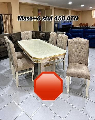 Qonaq otağı üçün, Açılmayan, Dördbucaq masa, 6 stul