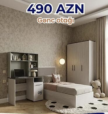 usag ucun: Gənc otağı dəsti – 490 AZN Komplektə daxildir: - Tək nəfərlik çarpayı — 1
