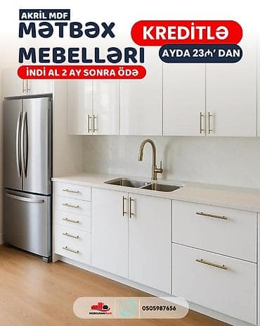 Sifarişlə mətbəx dəsti, Özü çəkən petlələr, Sadə laminat, Kredit var, Pulsuz çatdırılma — 6