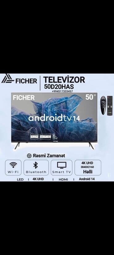 ssd satışı: Yeni Televizor Riffle LED ekran 50" 4K (3840x2160), Pulsuz çatdırılma, Rayonlara çatdırılma — 2