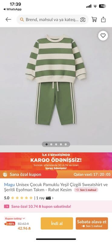 Uşaq dəsti, Uniseks, 7 - 8 yaş