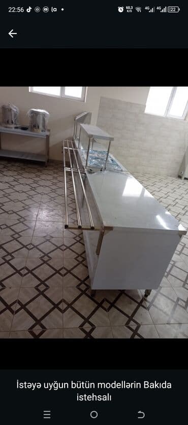 hazır vitrin: Paslanmayan metaldan hazırlanmış, üstü şüşə ilə örtülmüş, yeməklərin — 3