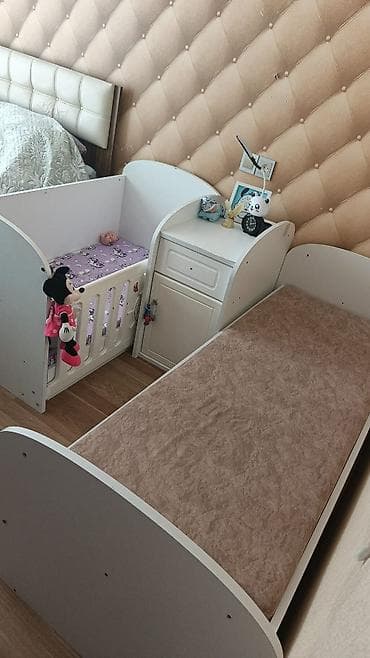 Uşaq otağı üçün kombinə edilmiş dəst: beşik + uşaq çarpayısı + komod + — 1