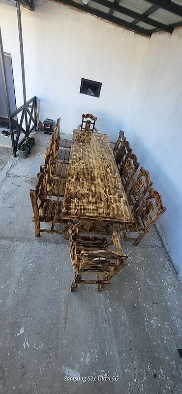 balkon masa: Yeni, Künc masa, Açılmayan, Stullar ilə, Taxta, Azərbaycan — 1