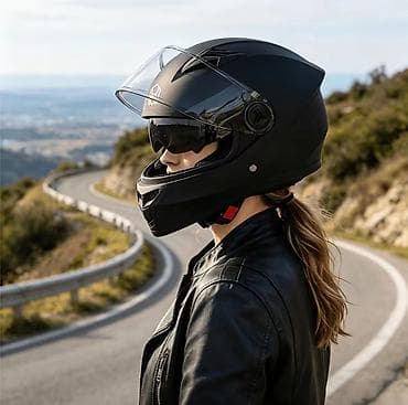 moped: Tam üzlü motosiklet dəbilqəsi – mat qara Xüsusiyyətlər: - Aerodinamik — 5