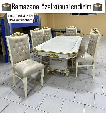 stol ev ucun: Dördbucaq masa, Qonaq otağı üçün, 6 nəfər, Açılmayan, Azərbaycan, 1 il zəmanət — 2