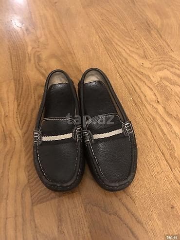 Uşaq ayaqqabıları: Uşaq loaferi – qara rəngdə, mokasin tipli. - Material: yumşaq — 1