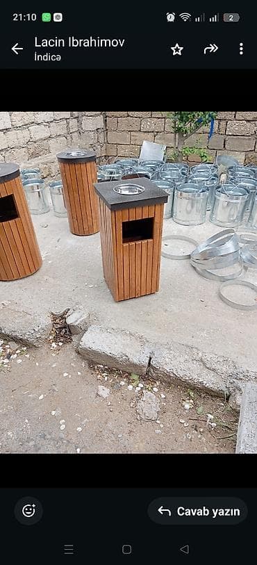 Açıq məkanlar üçün taxta-betikli məhsullar dəsti - Zibil qabları — 5