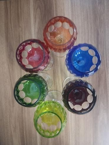 set qabları: Qədəhlər, Xrustal, 6 ədədli dəst, Çexiya — 1