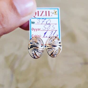 tək qaş: Sırğa, Sarı qızıl, 585 Əyar, 181 g — 1