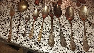 ucuz pərdə: Kolleksiya üçün köhnə metal çəngəl‑qaşıq dəsti - Müxtəlif ölçülərdə — 3