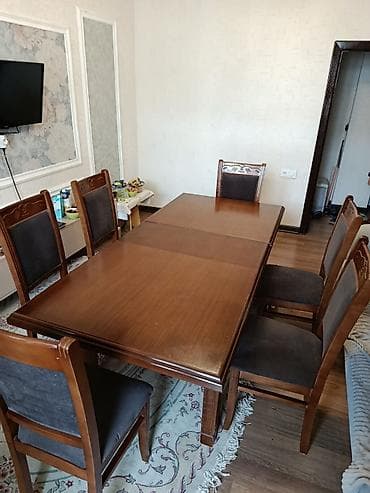 sade yataq mebelleri: Qonaq otağı üçün, Dördbucaq masa, 6 stul — 5