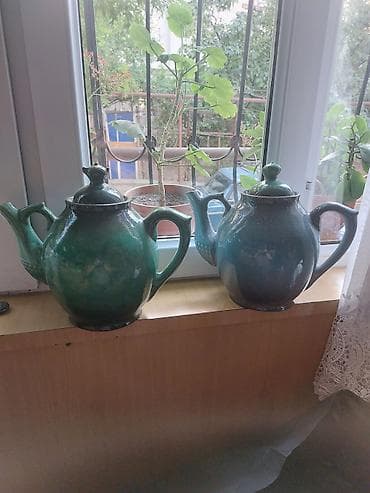 cay: Çay dəsti, rəng - Yaşıl, Keramika — 1