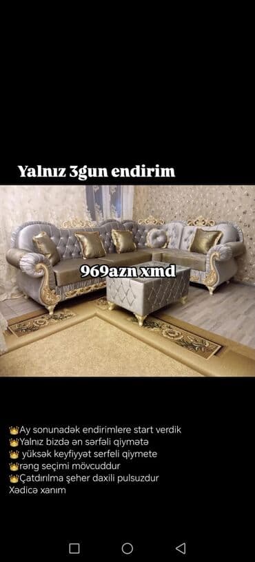 kunc divan metbex ucun: Yeni, Künc divan, Divan, Bazasız, Açılmayan — 5