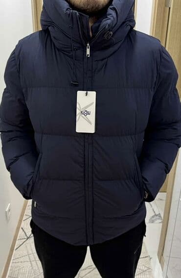 kişi üçün yun gödəkçələr: Kigili kişi qış gödəkçəsi Ölçü - 66 Yenidi - Rəng: tünd lacivərt - — 4