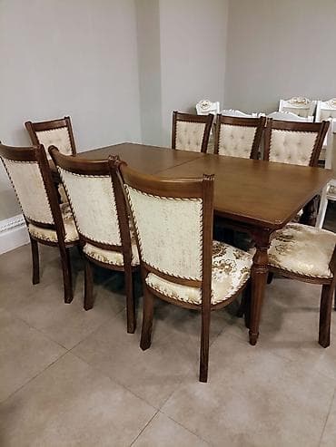 Qonaq otağı üçün, Yeni, Açılan, Dördbucaq masa, 8 stul