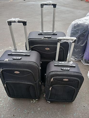 çant: 3-lü səfər çantası dəsti - Rənglər: tünd qırmızı və tünd boz - — 6