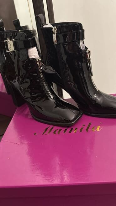 qadın ketləri botlar: Mainila qadın botları - Rəng: qara (parlaq laklı səth) - Ölçü: 36 - — 3
