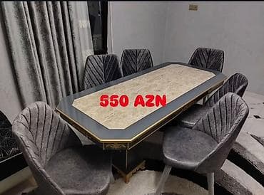 elcilik sekilleri: Qonaq otağı üçün, Yeni, Açılmayan, Dördbucaq masa, 6 stul — 8