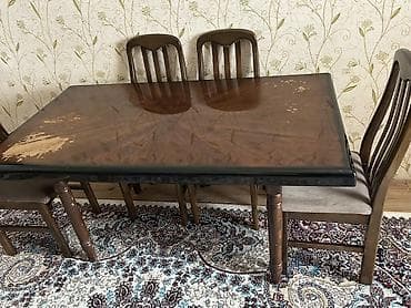 Qonaq otağı üçün, Açılmayan, Dördbucaq masa, 6 stul