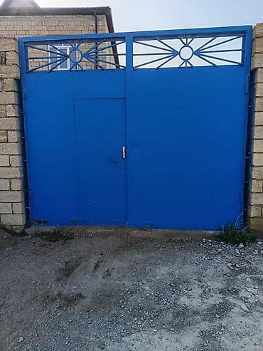 heyet qapsi: İşlənmiş Dəmir Həyət darvazası, Yana açılan, 3 m, Mexaniki, Qapı ilə, rəng - Mavi — 4