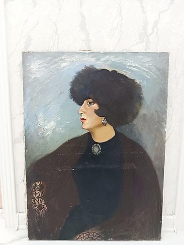 papağ şekili: Portret tablo – yağlı boya, kətan üzərində. Kompozisiya: profil — 1