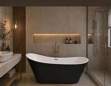 hamam aksesuarı: Müasir dizaynlı sərbəst dayanan vanna və duş dəsti - Sərbəst dayanan — 1