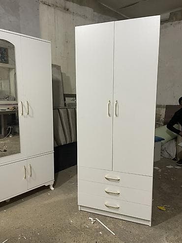 3 qapılı, Güzgülü, Ağ, Digər material, Açılan, Düz dolab — 3