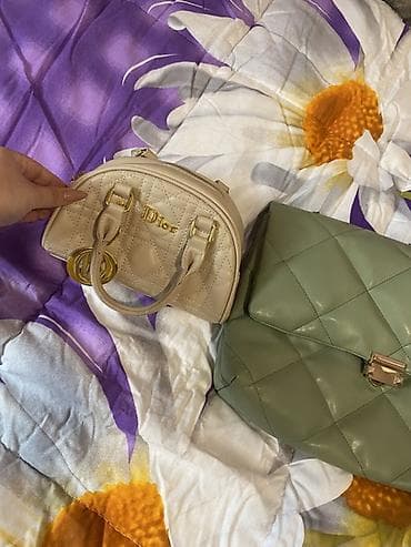 Çantalar: Qadın çanta dəsti - Krem rəngli, kiçik ölçülü, “quilted” tikişli əl — 1