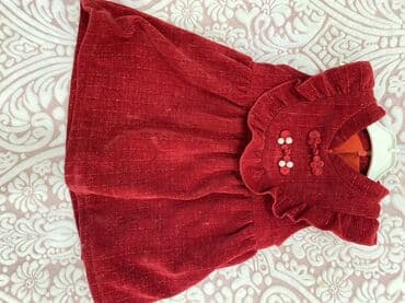 2022 toy donlari: Məhsul: Qız uşağı üçün məxməri paltar 2-3yaş - Rəng: Parlaq qırmızı — 1