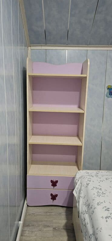 Uşaq masaları: Qız üçün, İşlənmiş, 2 təknəfərlik çarpayı, Yazı masası, Dolab, Komod — 4