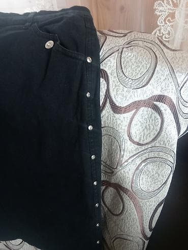 cins donlar 2020: Qara cins ətək - Model: Dizədək uzunluqda, düz kəsim cins ətək - — 3