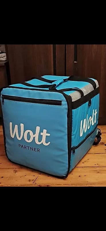Wolt Partner termo çatdırılma çantası - Rəng: mavi, Wolt loqolu -