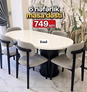 6 nəfərlik masa dəsti - Komplekt: 1 ədəd oval masa + 6 ədəd stul - lalafo.az -da 6 nəfərlik masa dəsti - Komplekt: 1 ədəd oval masa + 6 ədəd stul -