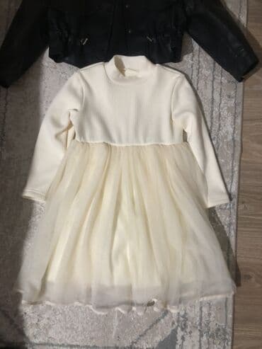 Donlar: Məhsul: Qız uşaqları üçün dəst – krem rəngli paltar + qara qısa deri — 2