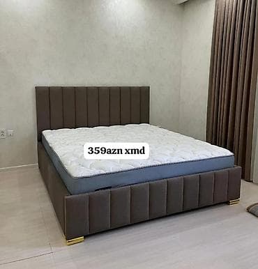 Мебель для дома: Mebel dəsti: yumşaq başlıqlı iki nəfərlik çarpayı və ortopedik döşək — 1