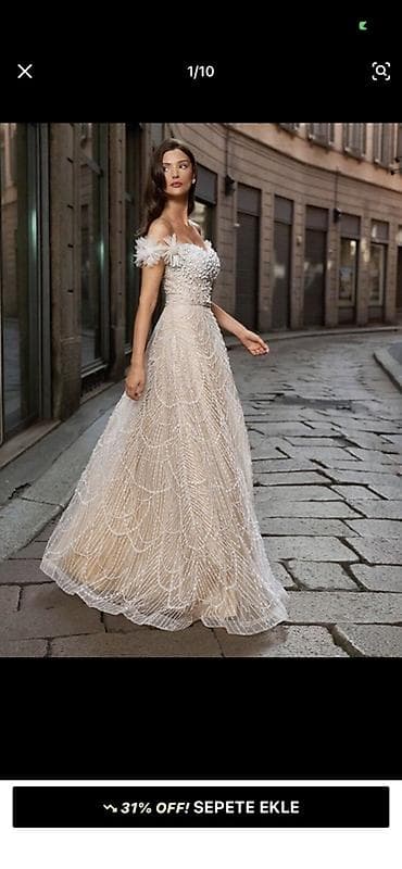michael korse: Zərif gecə/libas – off-shoulder gəlinlik-stilində uzun don Ölçü M - — 6