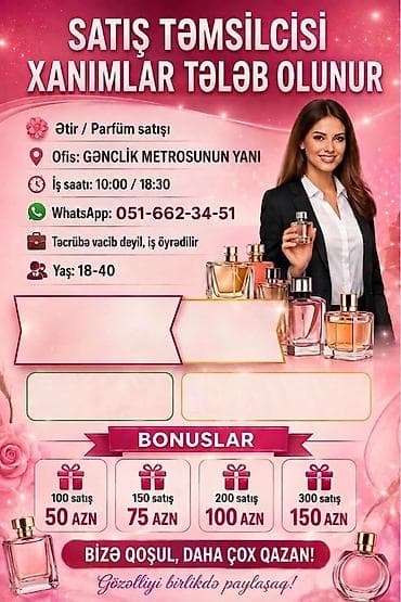 serbiyada is: Səyyar Ətir/Parfum satışı üçün "XANIMLAR" Tələb Olunur ✅Yaş Həddi — 1