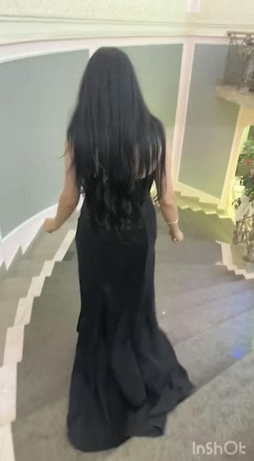 Qara axşam libası – uzun, elegant siluet - Rəng: saf qara - Dizayn — 2
