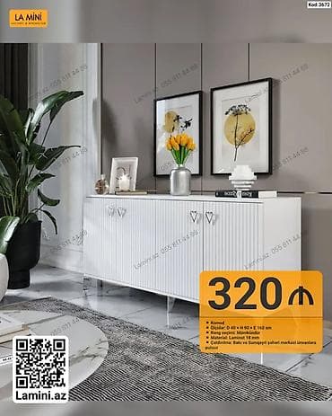 taxta komod: Minimalist üslubda komod. Ölçüləri: dərinlik 40 sm, hündürlük 90 sm — 1