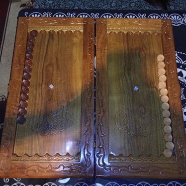 Maskalar, eynəklər: Əl işı ağacdan hazırlanmış nərd dəsti - Material: tam ağac, laklı — 1