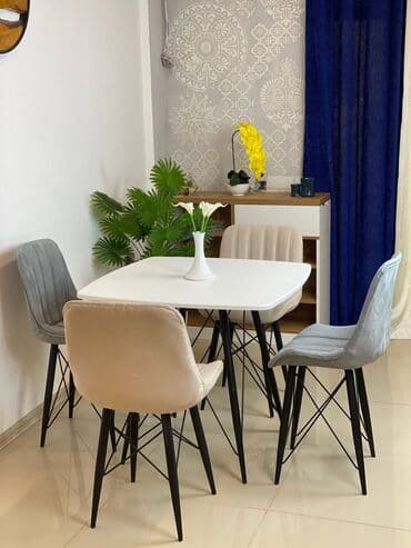 balkon ucun stol stullar: Mətbəx üçün, Yeni, Açılmayan, Kvadrat masa, 4 stul — 1