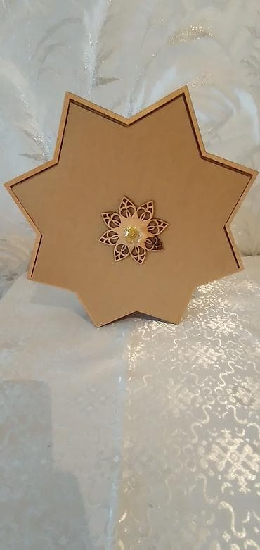 hazir perde: Ağacdan hazırlanmış ulduz formalı çoxbölməli şirniyyat/qoz-fındıq qabı — 4