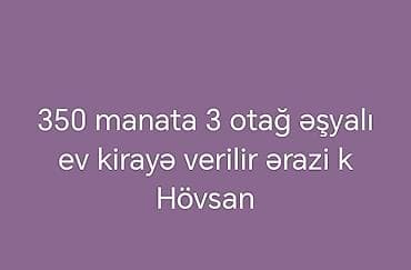 Hövsan ərazisində 3 otaqlı, əşyalı kirayə ev. Qiymət: 350 manat lalafo.az -da Hövsan ərazisində 3 otaqlı, əşyalı kirayə ev. Qiymət: 350 manat