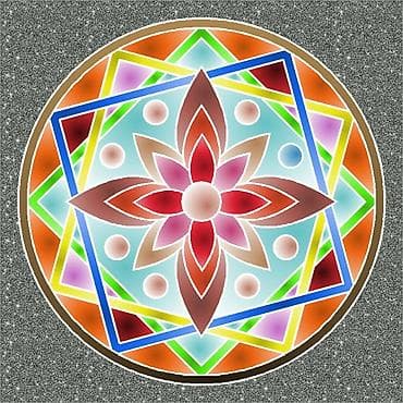 fon: Rəngli mandala divar sənəti – 4 ədəd rəqəmsal illüstrasiya dəsti — 2