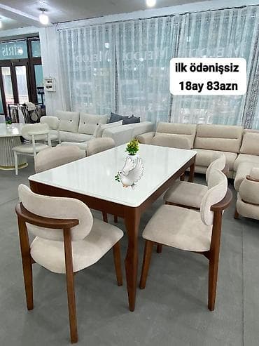 kristal yem: Mətbəx üçün, Yeni, Açılmayan, Dördbucaq masa, 4 stul — 1